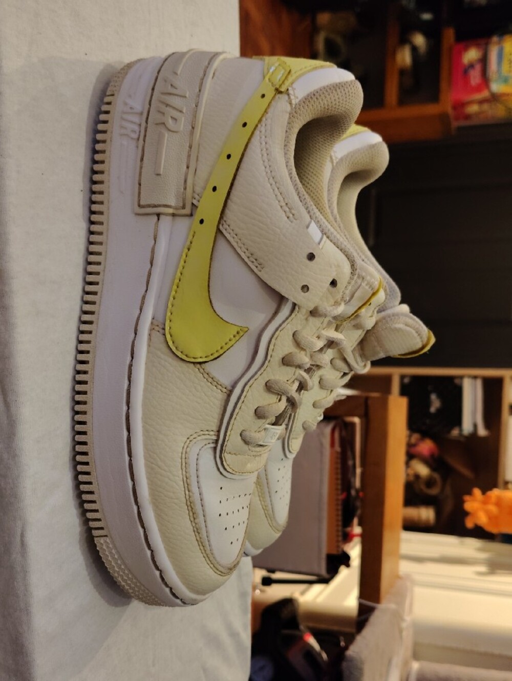 Nike White Sneakers with Pale Yellow Accents - Picture 2 of 9